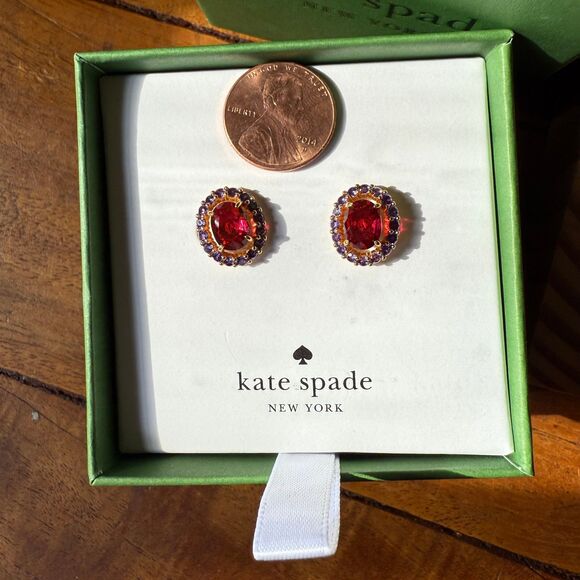 Kate Spade Victoria Earring Studs Red and Purple - Picture 14 of 14